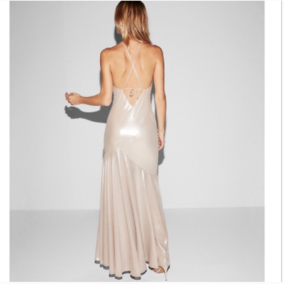 Express black halter open back satin maxi dress - Picture 2 of 14